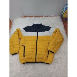 Forever 21 black/Yellow puffer Men's Color Block  jacket  Size Small
